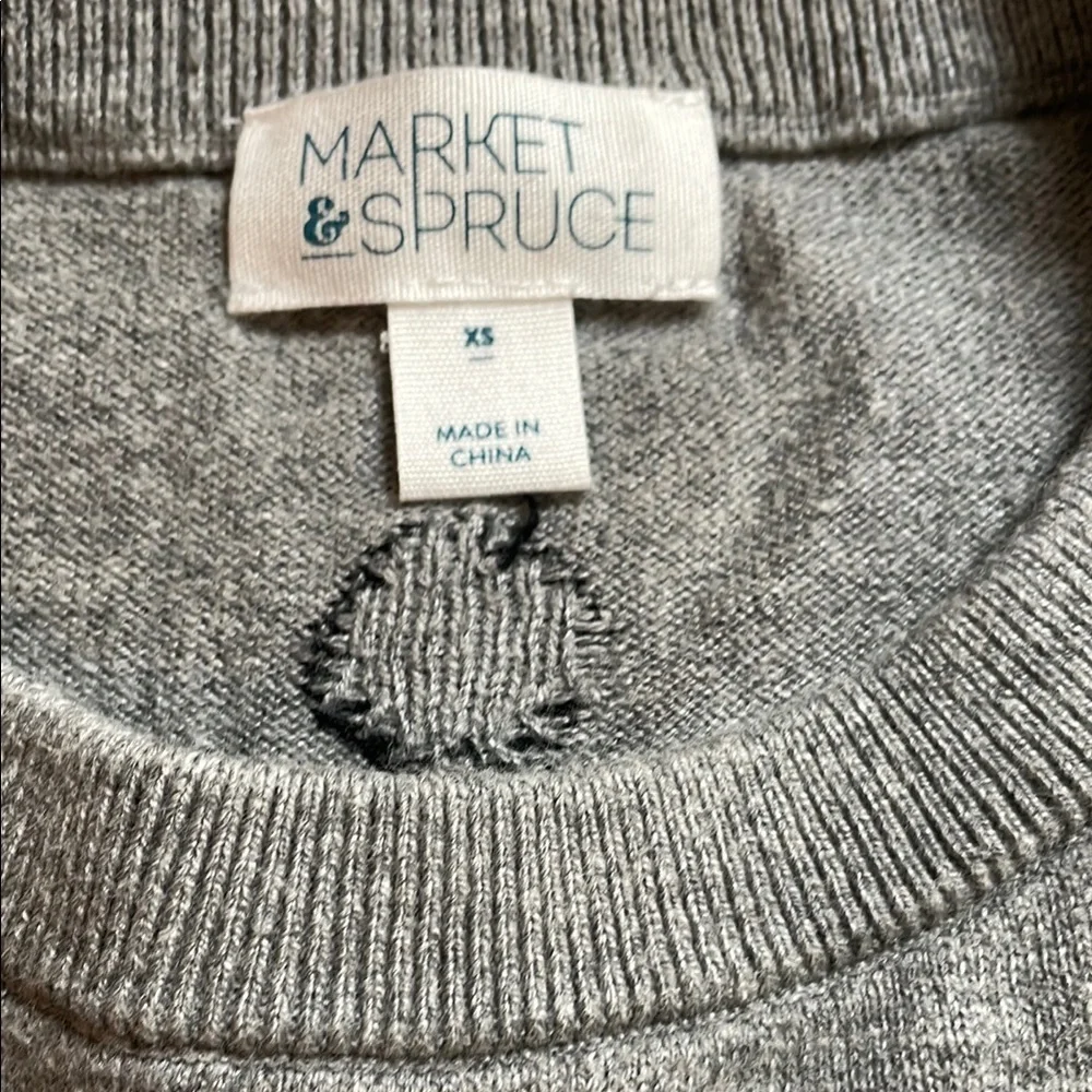Market & Spruce Gray Polka Dot Sweater